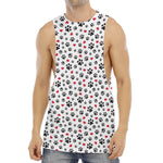 Black Paw And Heart Pattern Print Men's Muscle Tank Top