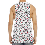 Black Paw And Heart Pattern Print Men's Muscle Tank Top