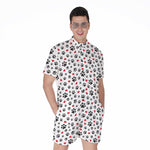 Black Paw And Heart Pattern Print Men's Rompers