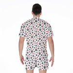 Black Paw And Heart Pattern Print Men's Rompers