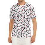 Black Paw And Heart Pattern Print Men's Short Sleeve Rash Guard