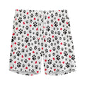 Black Paw And Heart Pattern Print Men's Athletic Shorts