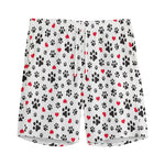 Black Paw And Heart Pattern Print Men's Sports Shorts