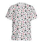 Black Paw And Heart Pattern Print Men's Sports T-Shirt