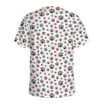 Black Paw And Heart Pattern Print Men's Sports T-Shirt