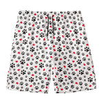 Black Paw And Heart Pattern Print Men's Swim Trunks