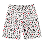 Black Paw And Heart Pattern Print Men's Swim Trunks