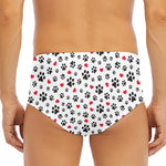 Black Paw And Heart Pattern Print Men's Triangle Swim Briefs