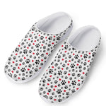 Black Paw And Heart Pattern Print Mesh Casual Shoes