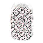 Black Paw And Heart Pattern Print Mesh Laundry Hamper