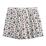 Black Paw And Heart Pattern Print Mesh Shorts