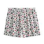 Black Paw And Heart Pattern Print Mesh Shorts