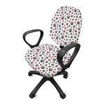 Black Paw And Heart Pattern Print Office Chair Cover