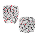 Black Paw And Heart Pattern Print Office Chair Cover