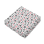 Black Paw And Heart Pattern Print Outdoor Seat Cushion Cover
