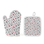 Black Paw And Heart Pattern Print Oven Mitt And Pot Holder Set
