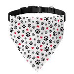 Black Paw And Heart Pattern Print Over The Collar Dog Bandana