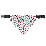 Black Paw And Heart Pattern Print Over The Collar Dog Bandana