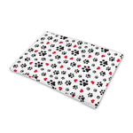 Black Paw And Heart Pattern Print Pet Cooling Mat Cover