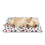 Black Paw And Heart Pattern Print Pet Cooling Mat Cover