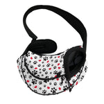 Black Paw And Heart Pattern Print Pet Sling Carrier