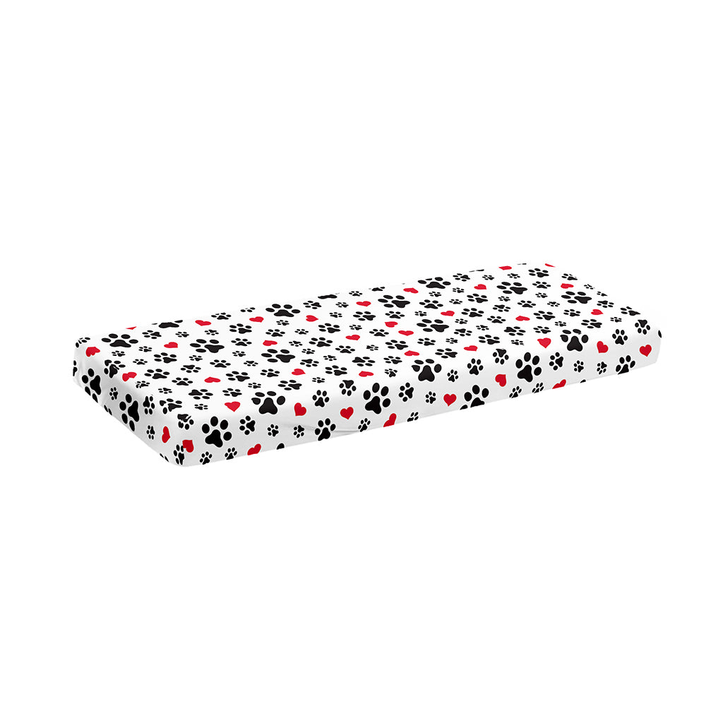 Black Paw And Heart Pattern Print Piano Keyboard Cover