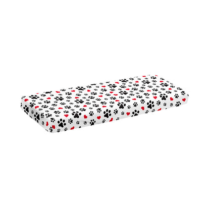 Black Paw And Heart Pattern Print Piano Keyboard Cover