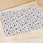 Black Paw And Heart Pattern Print Polyester Doormat