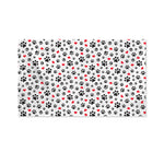 Black Paw And Heart Pattern Print Polyester Flag
