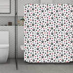 Black Paw And Heart Pattern Print Polyester Shower Curtain