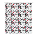 Black Paw And Heart Pattern Print Polyester Shower Curtain