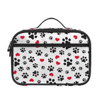 Black Paw And Heart Pattern Print Portable Lunch Bag