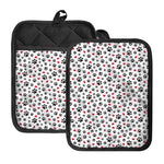 Black Paw And Heart Pattern Print Pot Holders With Pocket