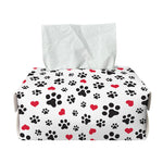 Black Paw And Heart Pattern Print Rectangle Tissue Box Cover
