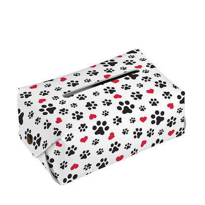 Black Paw And Heart Pattern Print Rectangle Tissue Box Cover