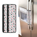 Black Paw And Heart Pattern Print Refrigerator Handle Covers