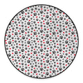 Black Paw And Heart Pattern Print Round Floor Mat