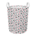 Black Paw And Heart Pattern Print Round Laundry Basket