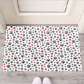 Black Paw And Heart Pattern Print Rubber Doormat