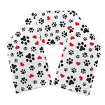Black Paw And Heart Pattern Print Scarf