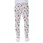 Black Paw And Heart Pattern Print Scuba Joggers
