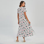Black Paw And Heart Pattern Print Short Sleeve Maxi Dress