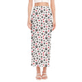 Black Paw And Heart Pattern Print Side Slit Maxi Skirt