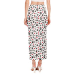 Black Paw And Heart Pattern Print Side Slit Maxi Skirt