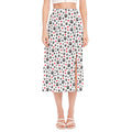 Black Paw And Heart Pattern Print Side Slit Midi Skirt