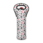 Black Paw And Heart Pattern Print Single Neoprene Wine Tote