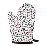 Black Paw And Heart Pattern Print Single Oven Mitt