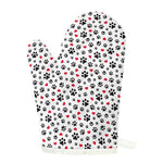 Black Paw And Heart Pattern Print Single Oven Mitt