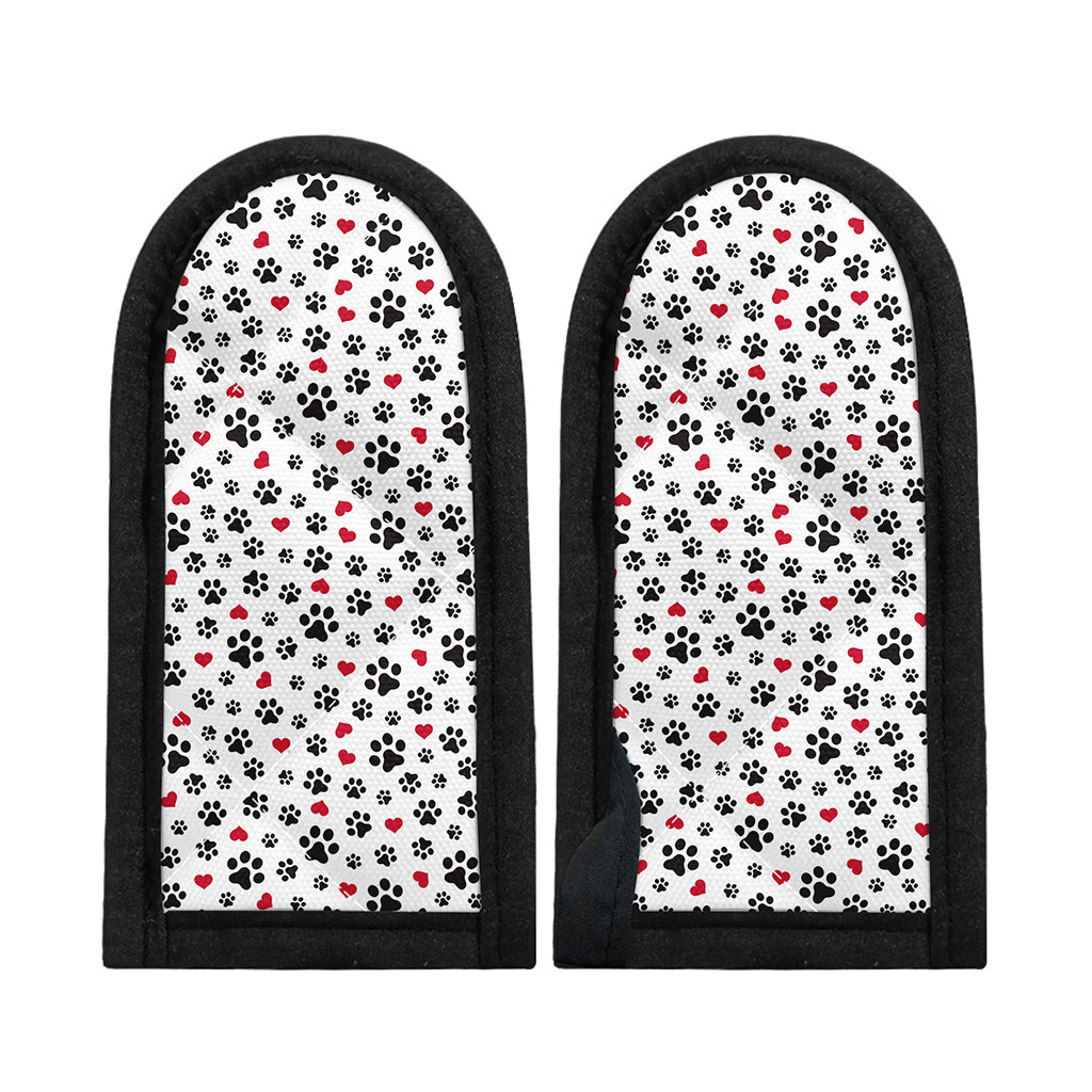 Black Paw And Heart Pattern Print Skillet Handle Cover