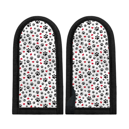 Black Paw And Heart Pattern Print Skillet Handle Cover